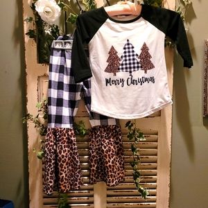 Leopard ruffle leg Christmas Pajamas